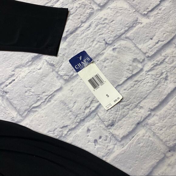 NEW Chaps Drape Front Black Dress - Picture 4 of 8